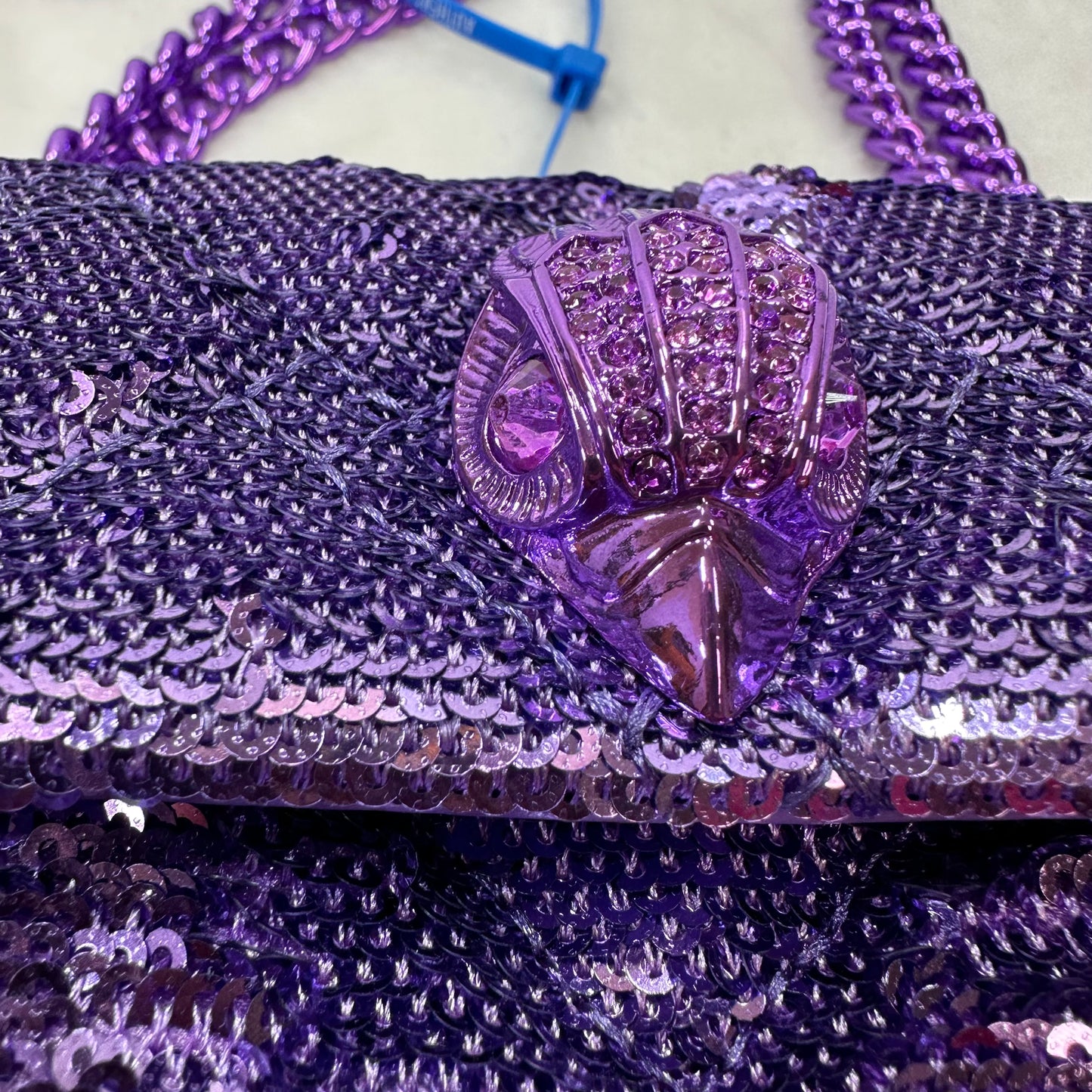 Purple Sequin Crossbody Designer By Kurt Geiger, Size: Small