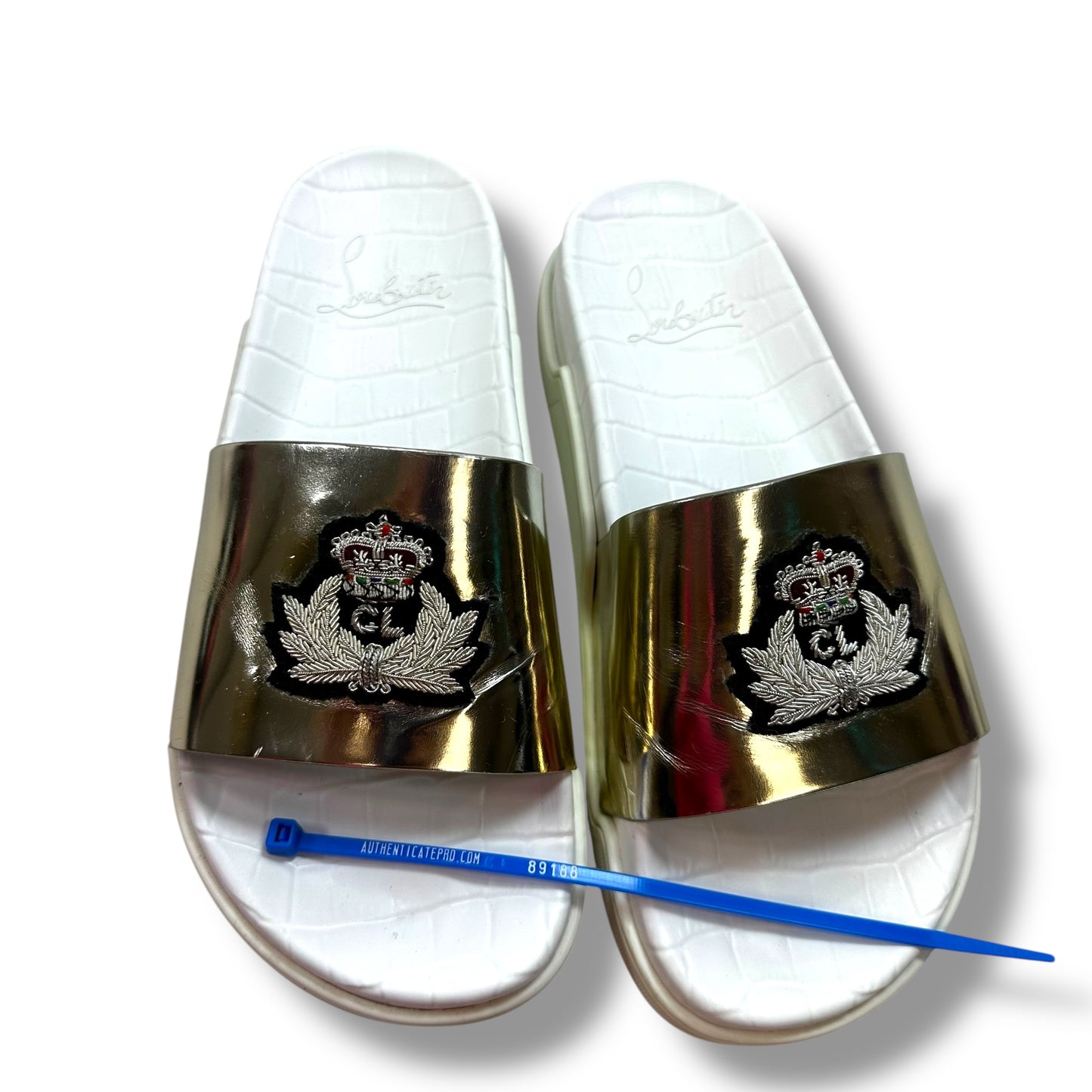 Sandals Luxury Designer By Christian Louboutin In White, Size: 39.5