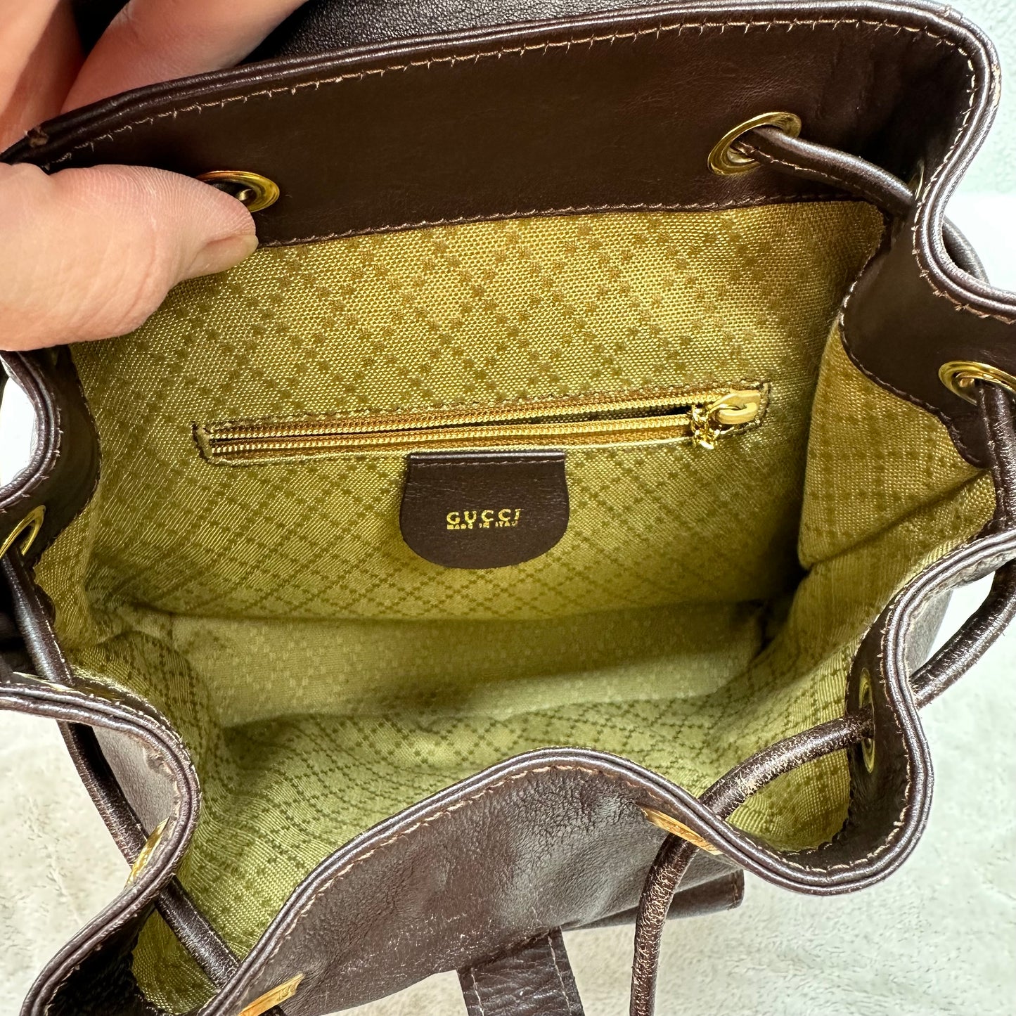 Backpack Luxury Designer By Gucci, Size: Small