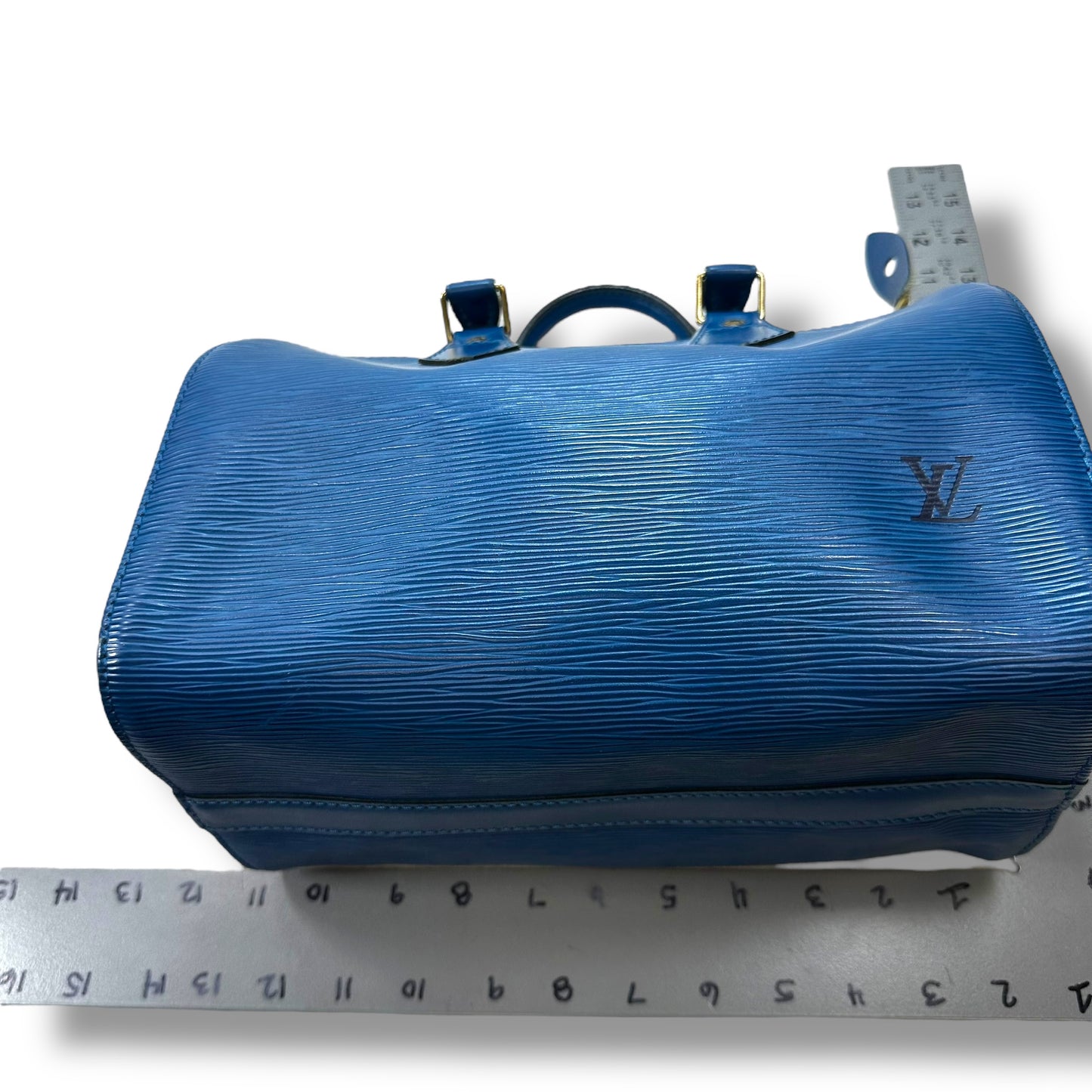 Blue Epi Leather Speedy 25 Handbag Luxury Designer By Louis Vuitton, Size: Medium