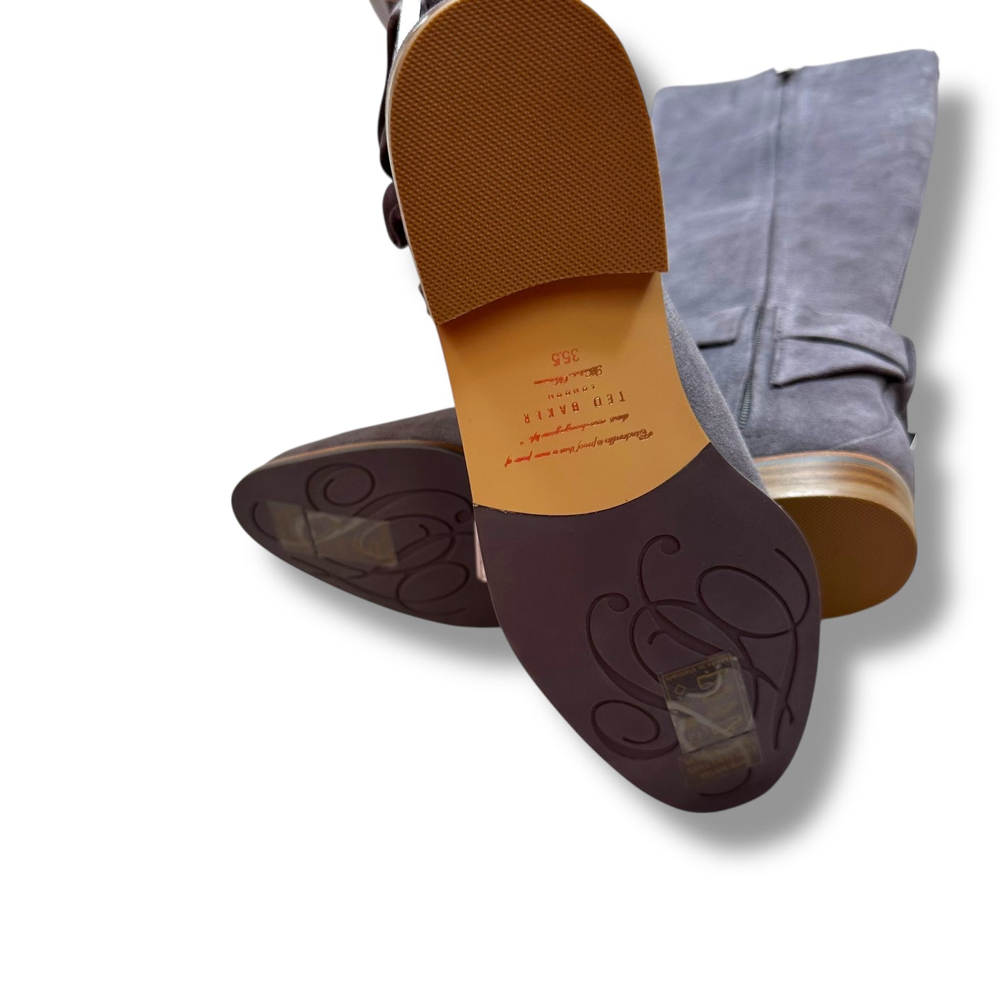 Boots Knee Flats By Ted Baker In Grey, Size: 35.5