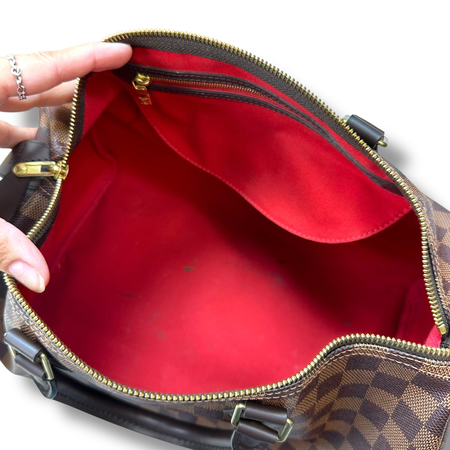 Speedy 35 Handbag Luxury Designer By Louis Vuitton, Size: Medium