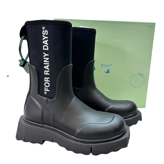 Sponge rubber rain Boot Luxury Designer By Off-white In Black