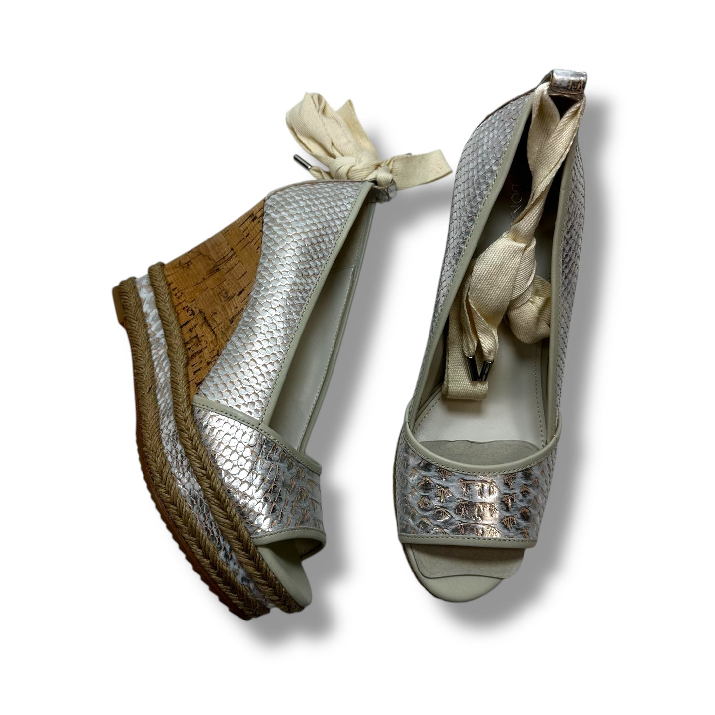 Shoes Heels Wedge By Donald Pliner In Silver, Size: 8