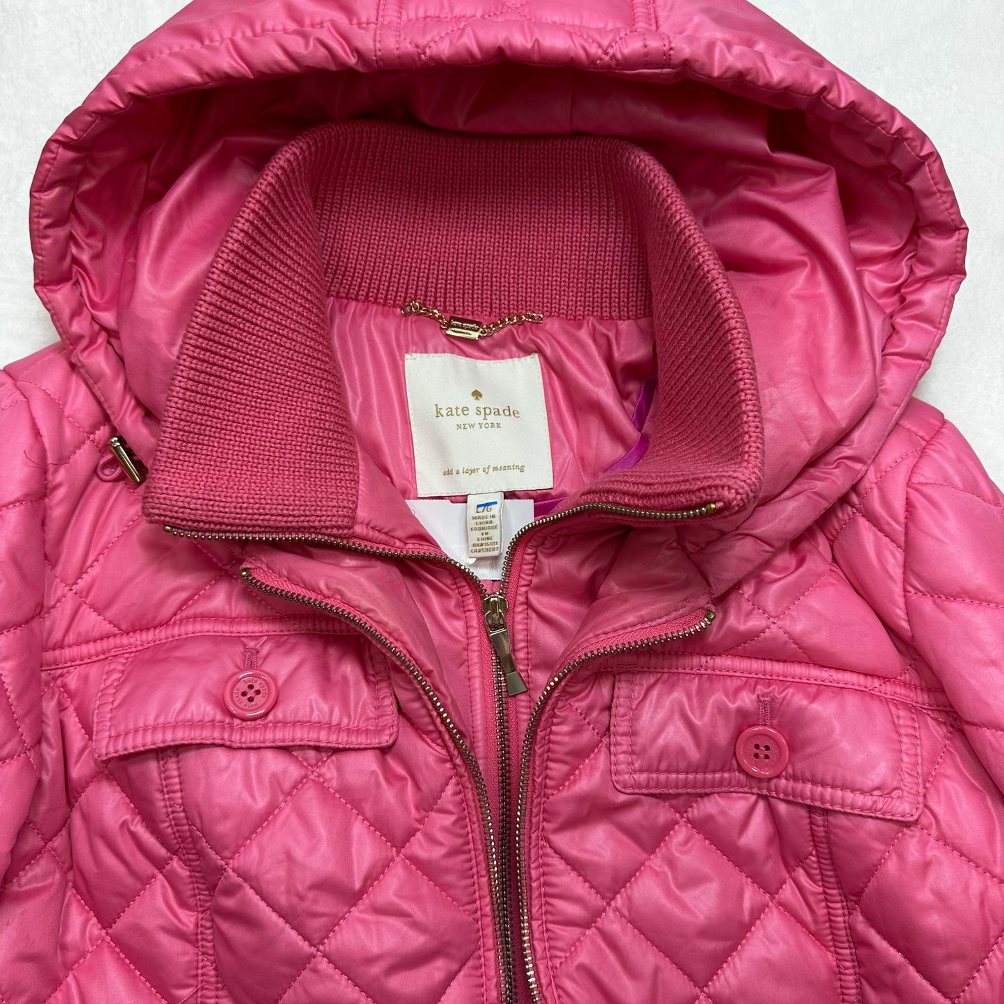 Coat Designer By Kate Spade In Pink, Size: L