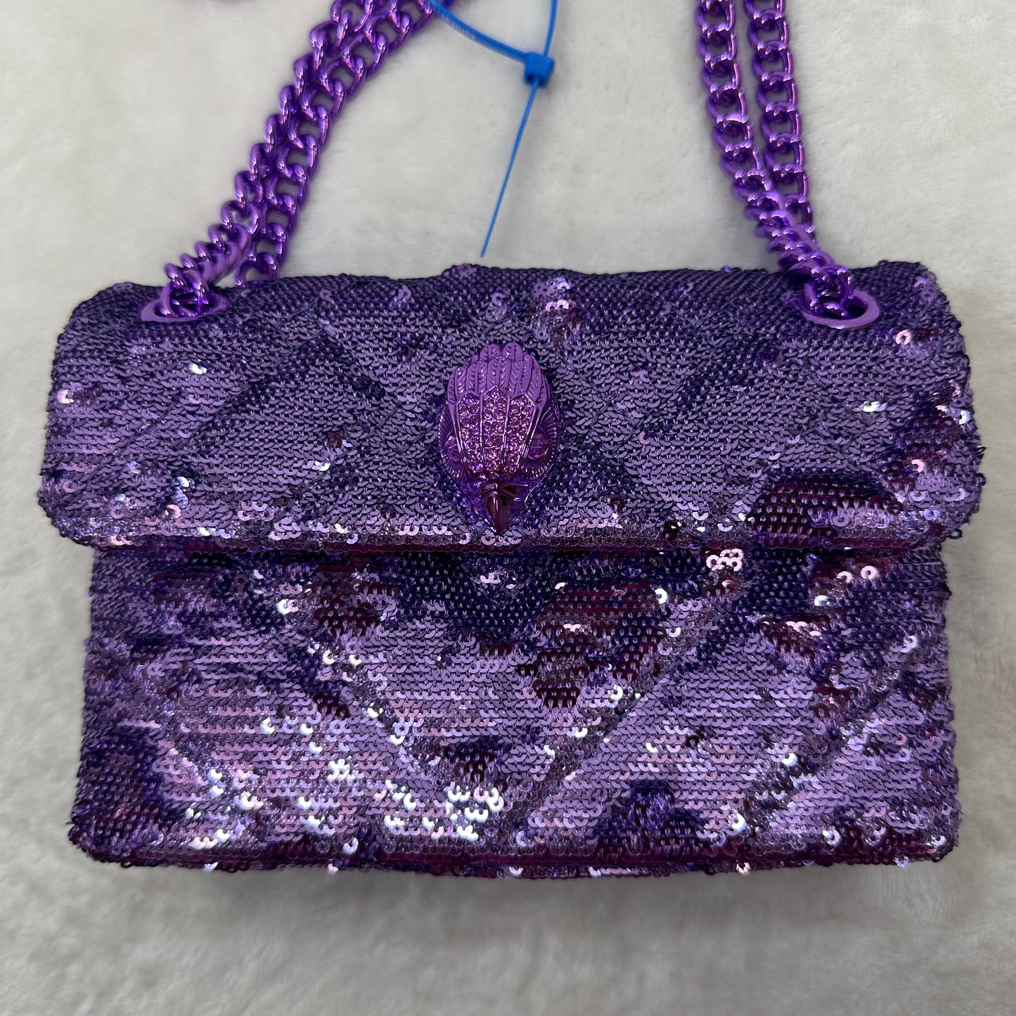 Purple Sequin Crossbody Designer By Kurt Geiger, Size: Small