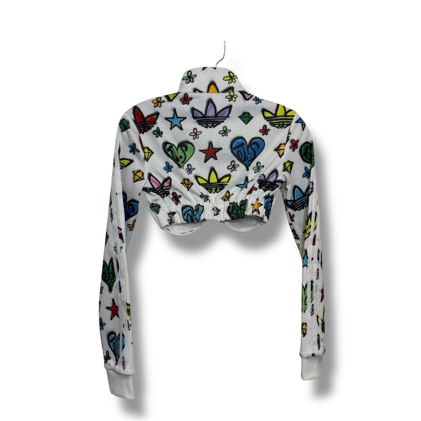 Adidas X JEREMY SCOTT MONOGRAM CROP TRACK TOP Athletic Long Sleeve Collar By Adidas In Multi-colored, Size: Xs