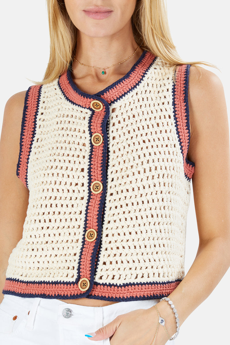 90s cardigan sweater Vest By REDONE In Ivory, Size: Xs