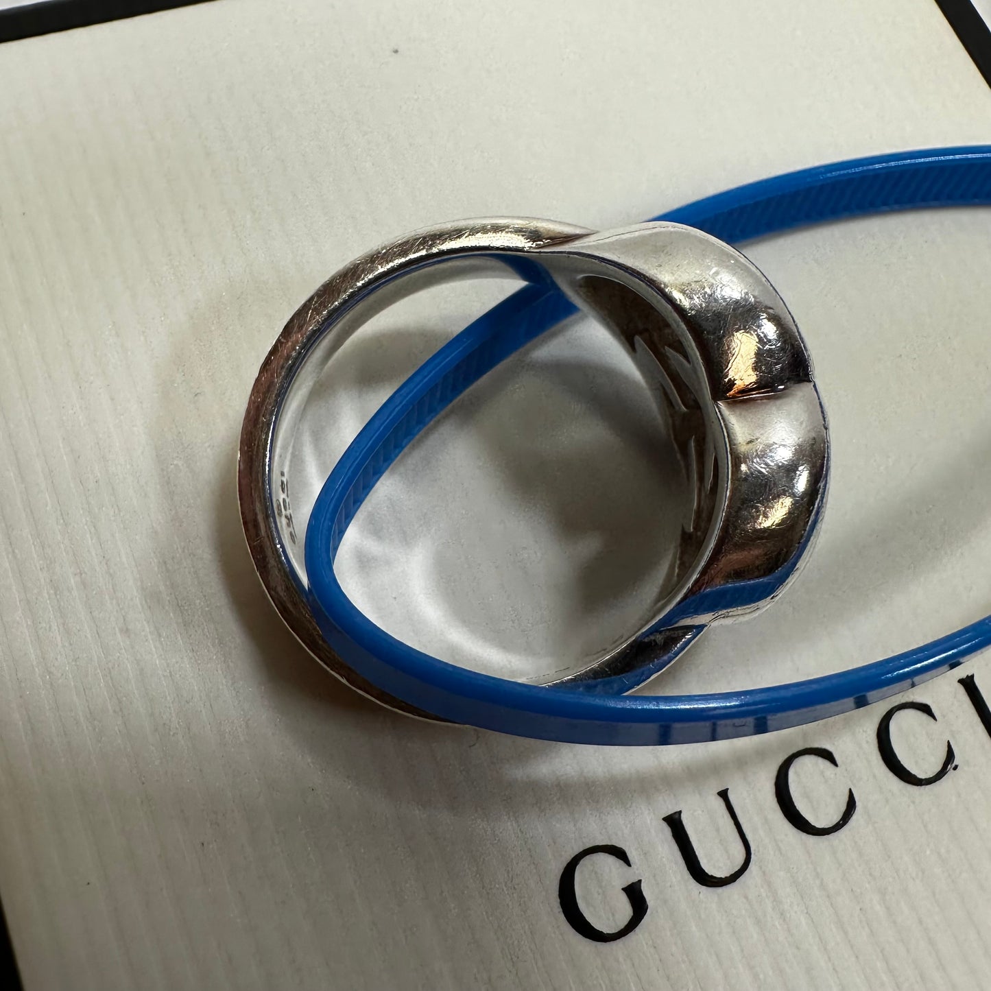 Sterling silver Heart Ring Band By Gucci size 11