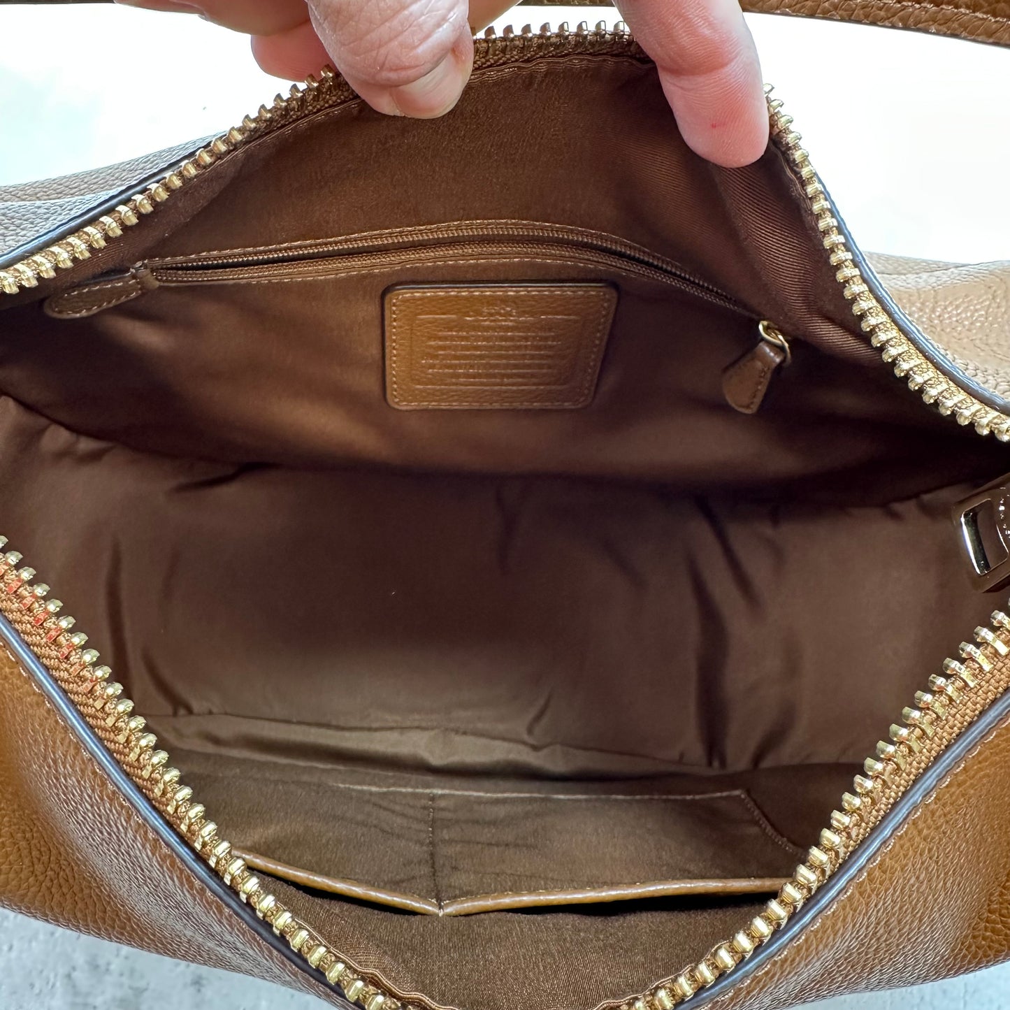 Harley Hobo Bag in pebble leather Designer By Coach, Size: Medium