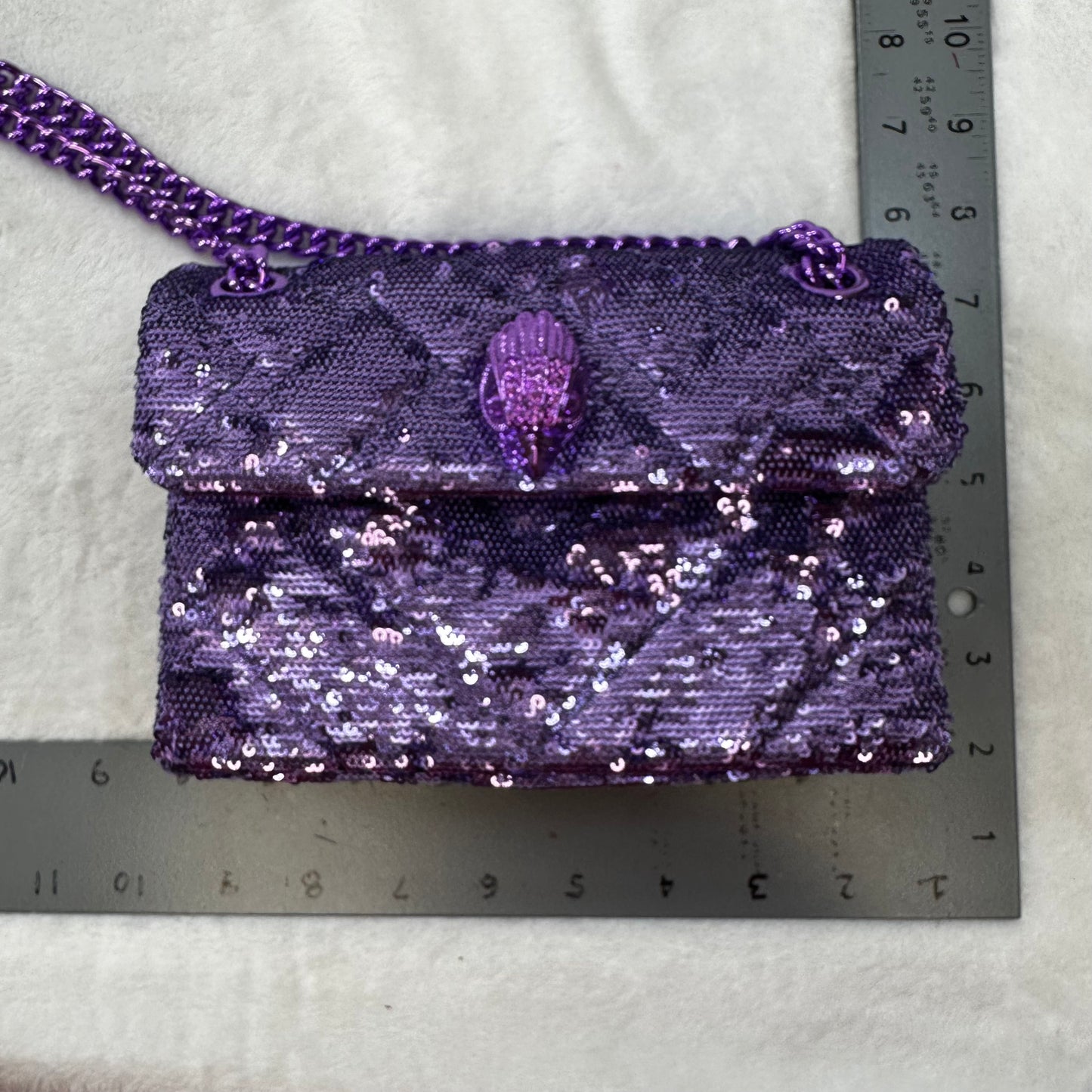 Purple Sequin Crossbody Designer By Kurt Geiger, Size: Small