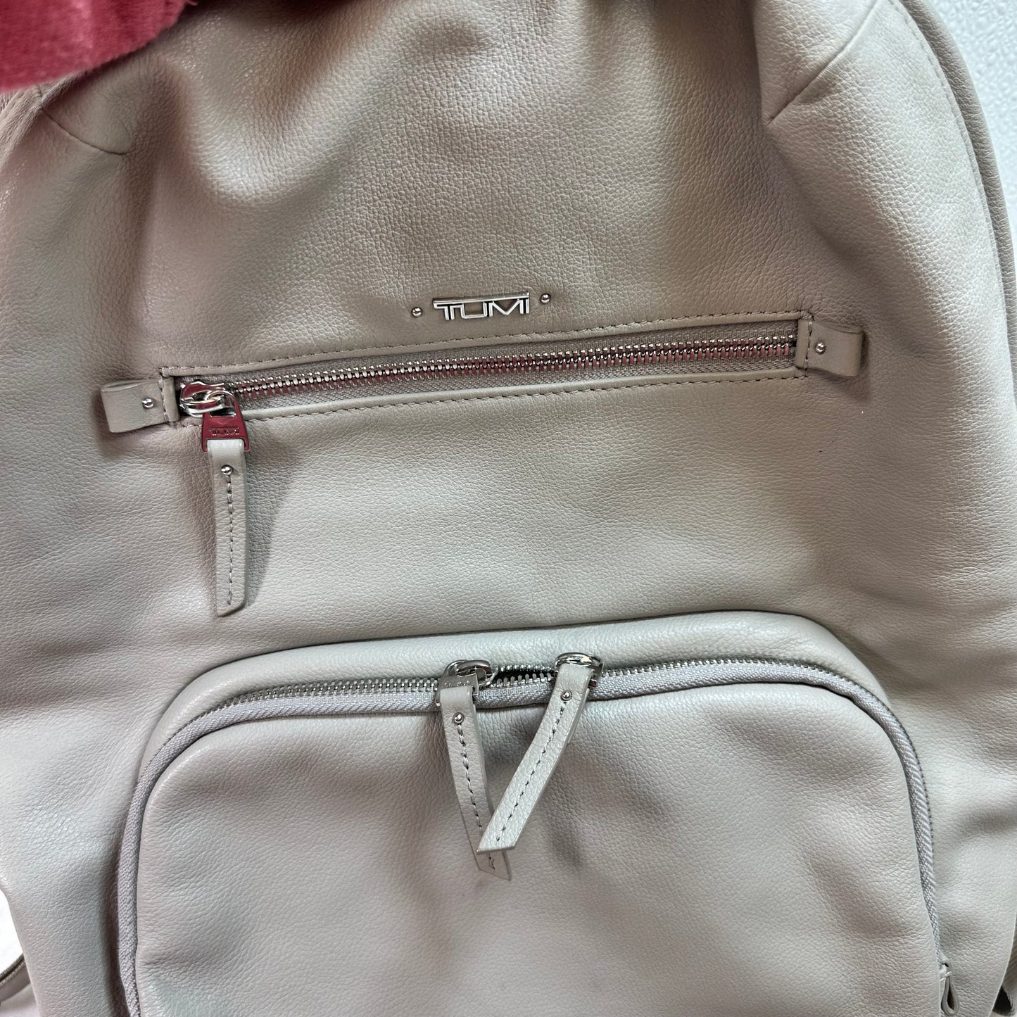 Leather Backpack Designer By Tumi, Size: Large