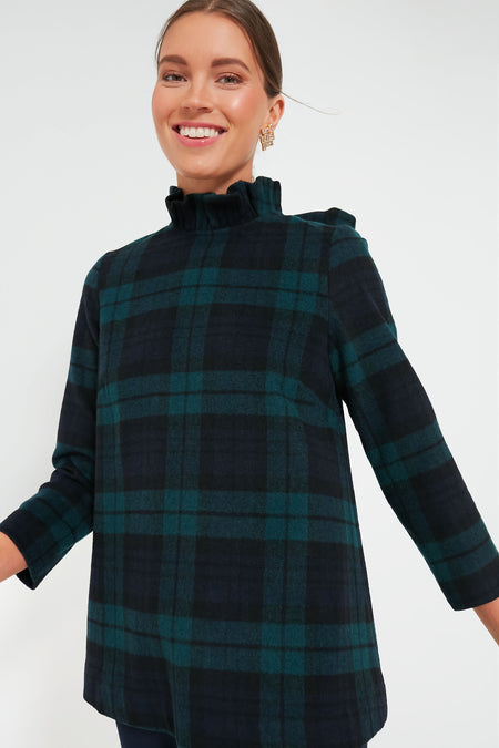 Blackwatch Plaid Faye Blouse Top Long Sleeve By Tuckernuck In Plaid Pattern, Size: S