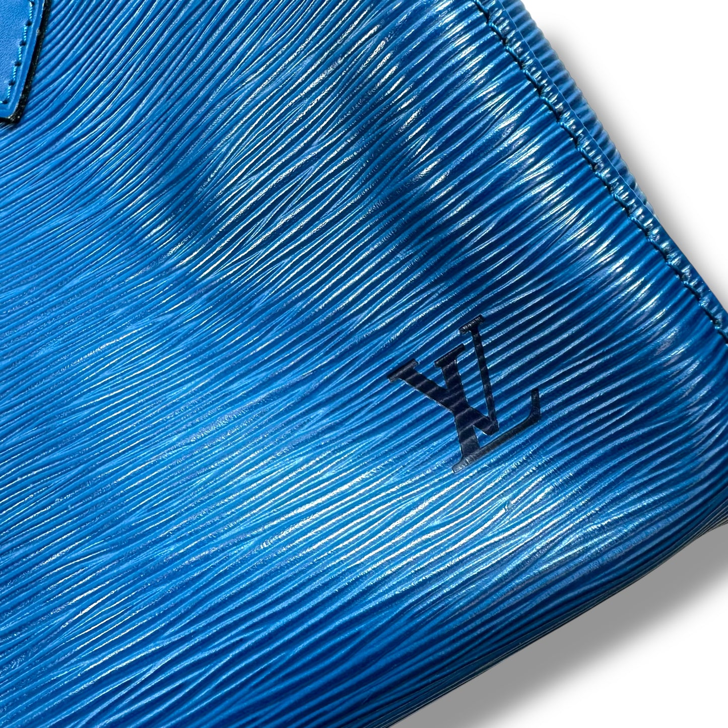 Blue Epi Leather Speedy 25 Handbag Luxury Designer By Louis Vuitton, Size: Medium