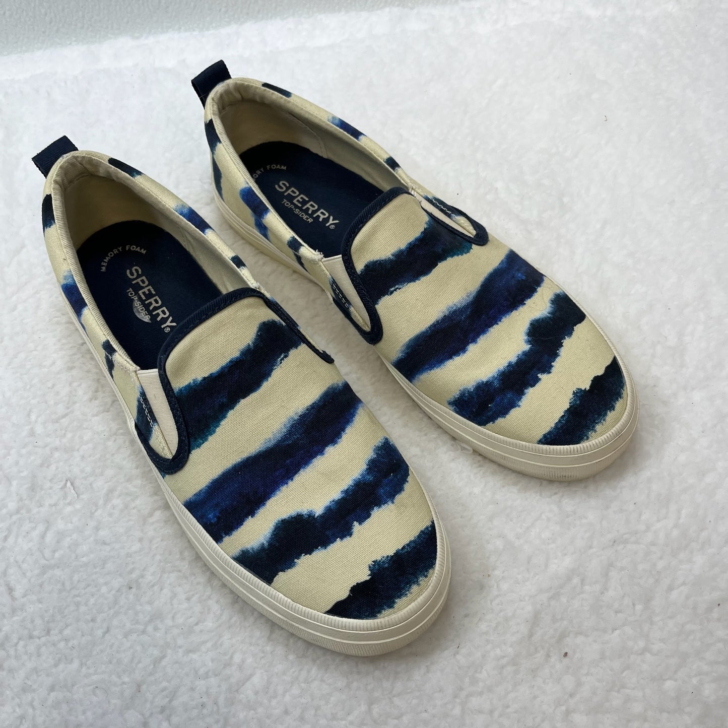 Navy Shoes Flats Boat Sperry, Size 8.5