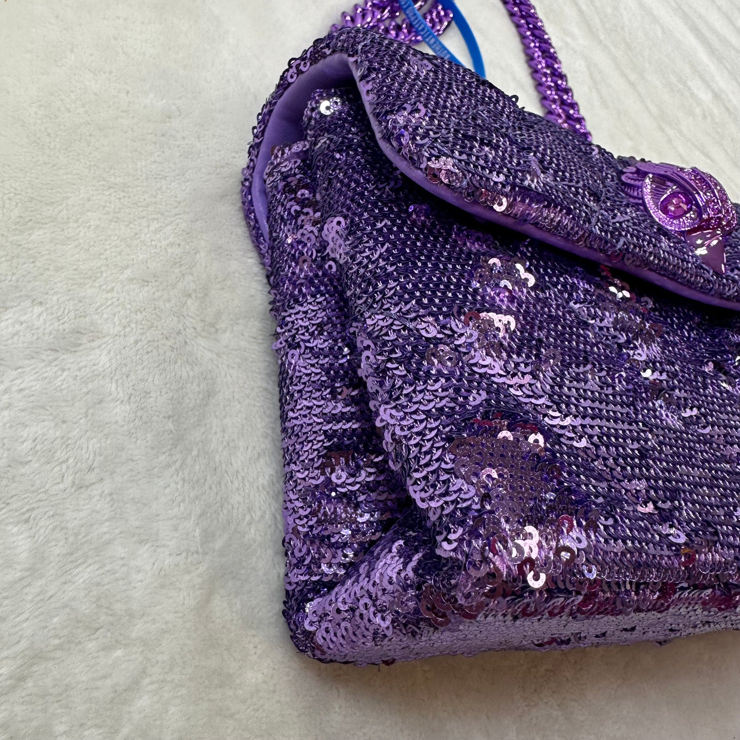 Purple Sequin Crossbody Designer By Kurt Geiger, Size: Small