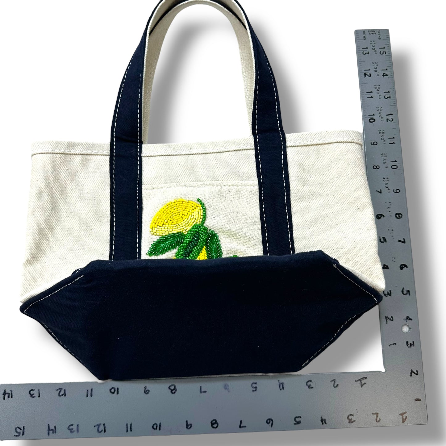 Hartley Beaded canvas lemon Tote By Anthropologie, Size: Small