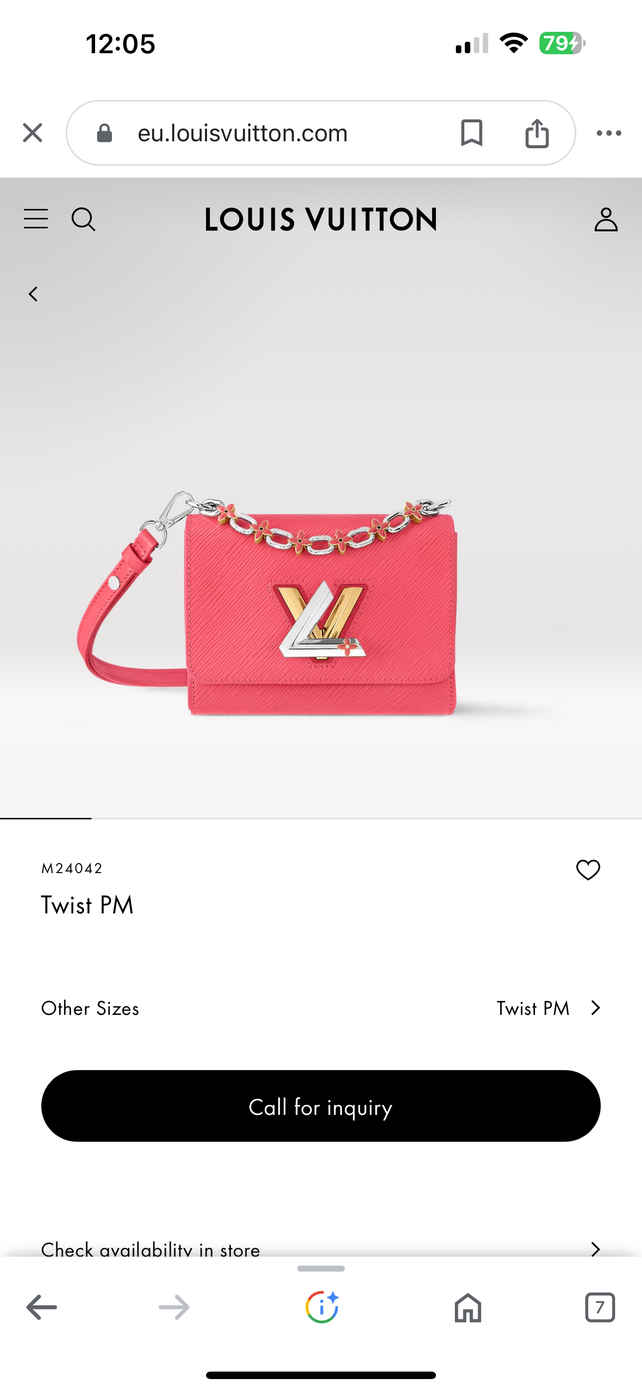 PRICE REDUCTION-FINAL SALE 
Pink Crossbody Designer Louis Vuitton, Twist PM pink sky epi-