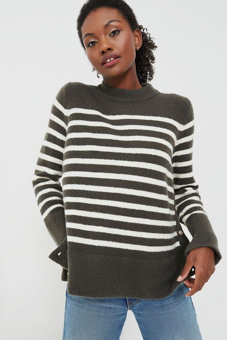 Evergreen and Ivory Stripe Bonnie Sweater By Tuckernuck In Striped Pattern, Size: Xxl