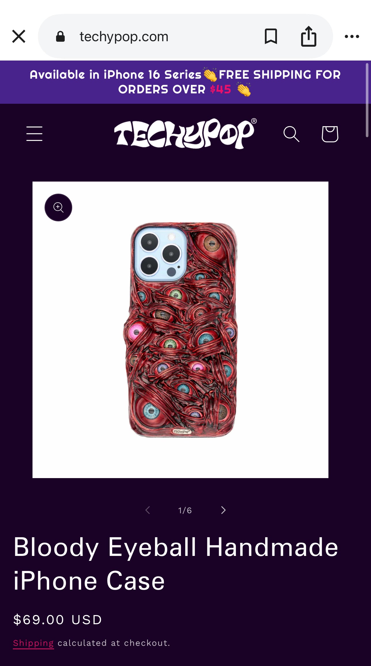 Bloody Eyeball Handmade iPhone 16 Case By Techypop