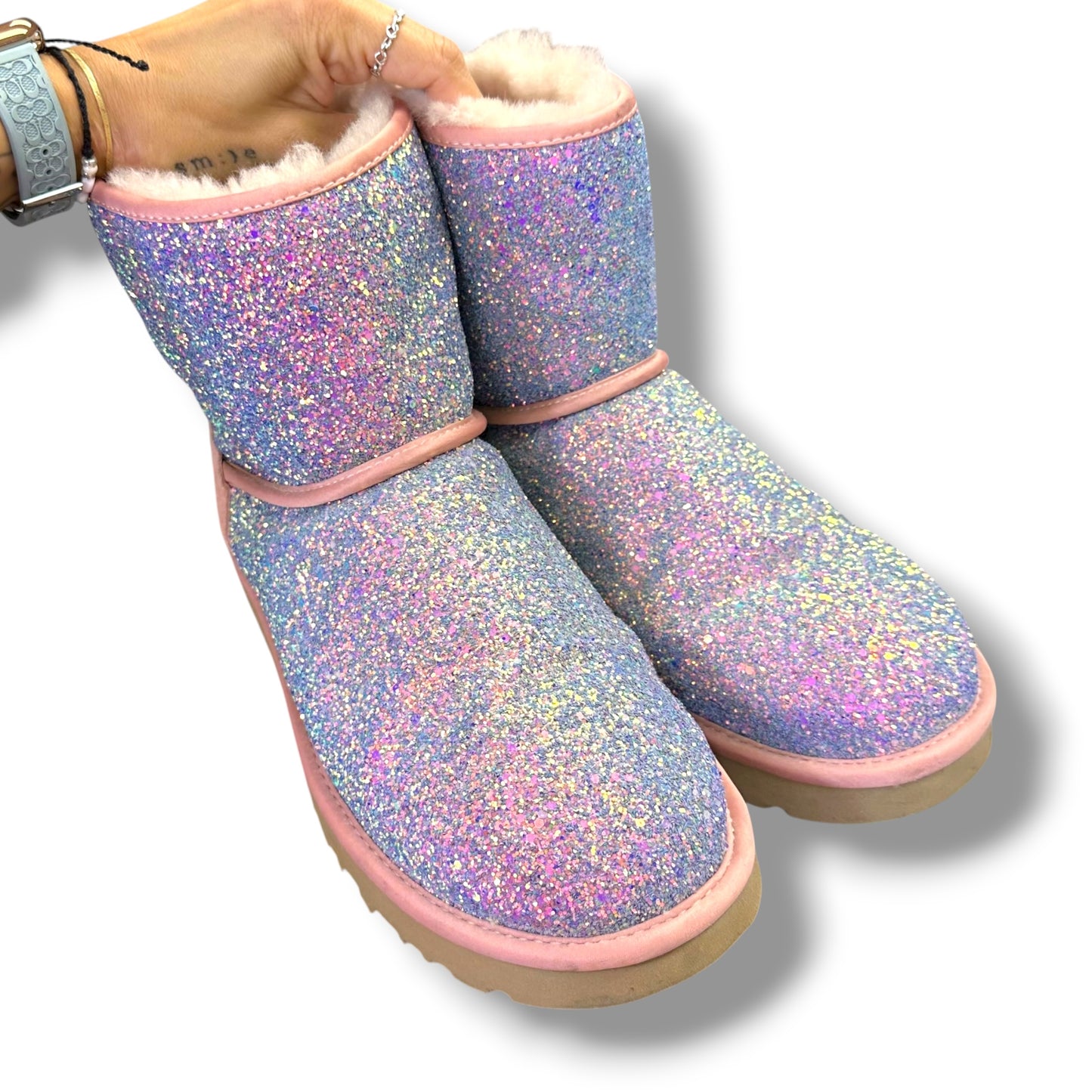 Boots Designer By Ugg In Pink, Size: 12